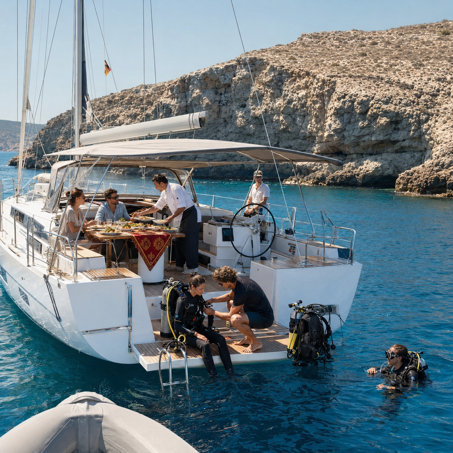 Experiencia VIP: Velero Privado, Buceo y Almuerzo Gourmet